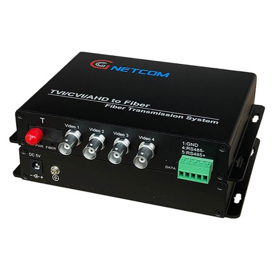 Bộ chuyển đổi Video quang 4 kênh GNETCOM HL-4V1D-20T/R 1080P RS485/PTZ